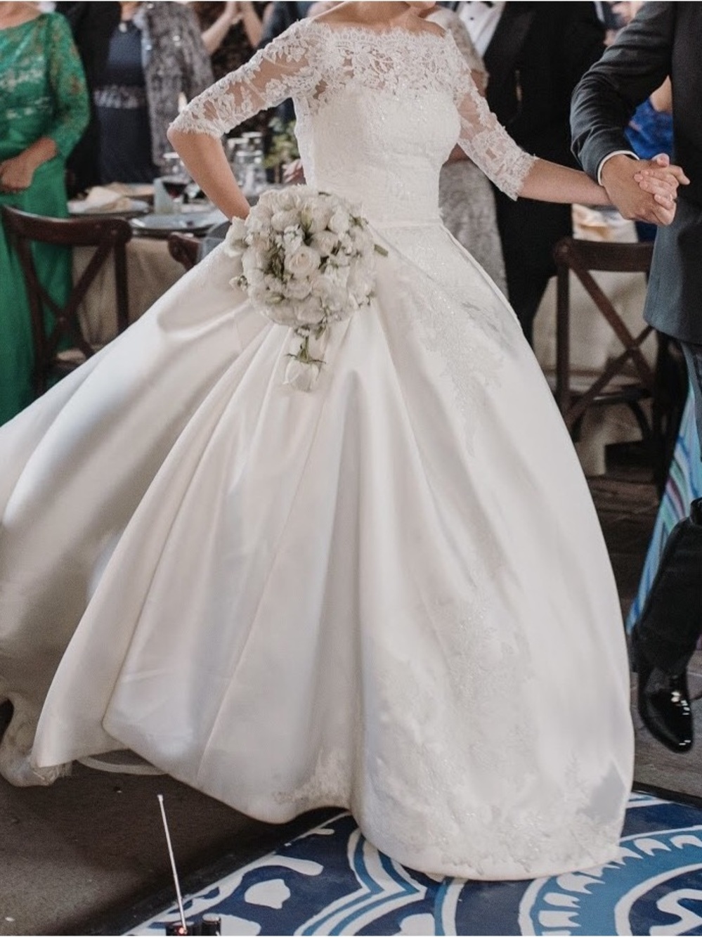 Pronovias White Lace Ball Gown Wedding Dress